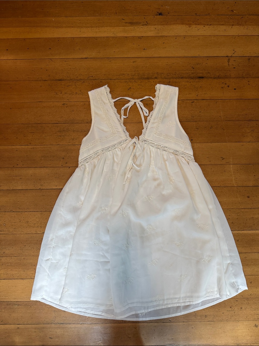 ASOS Cream Lace-Trim Tie-Back Chemise